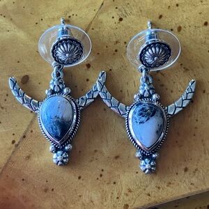 White Buffalo Turquoise Sterling Silver Earrings